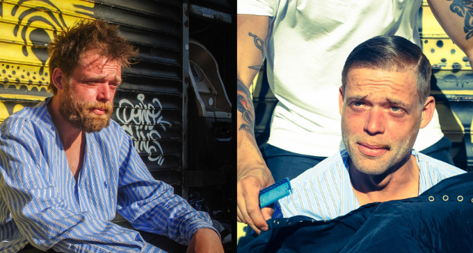 Mark Bustos se embarcó en una buena causa. En sus días libres, toma sus tijeras y transforma las cabelleras de los pobres en Manhattan.